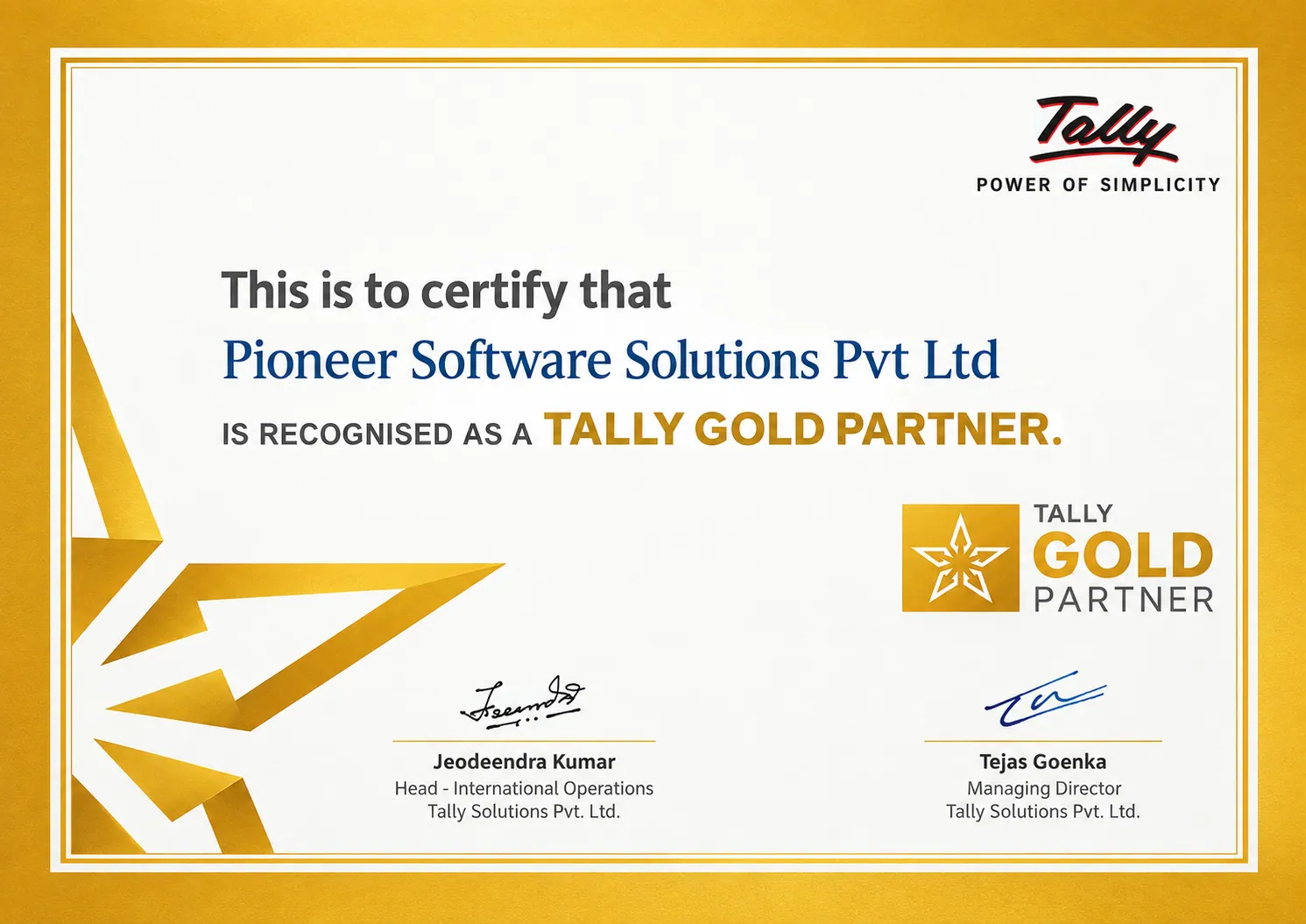Tally Gold Partner